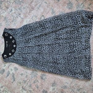 Black grey animal print knee length bubble dress
